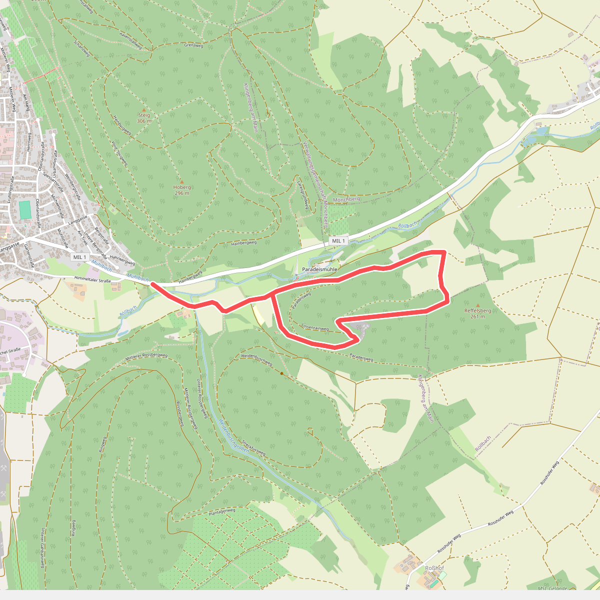 Roter Schmetterling, Rundwanderweg Röllfeld