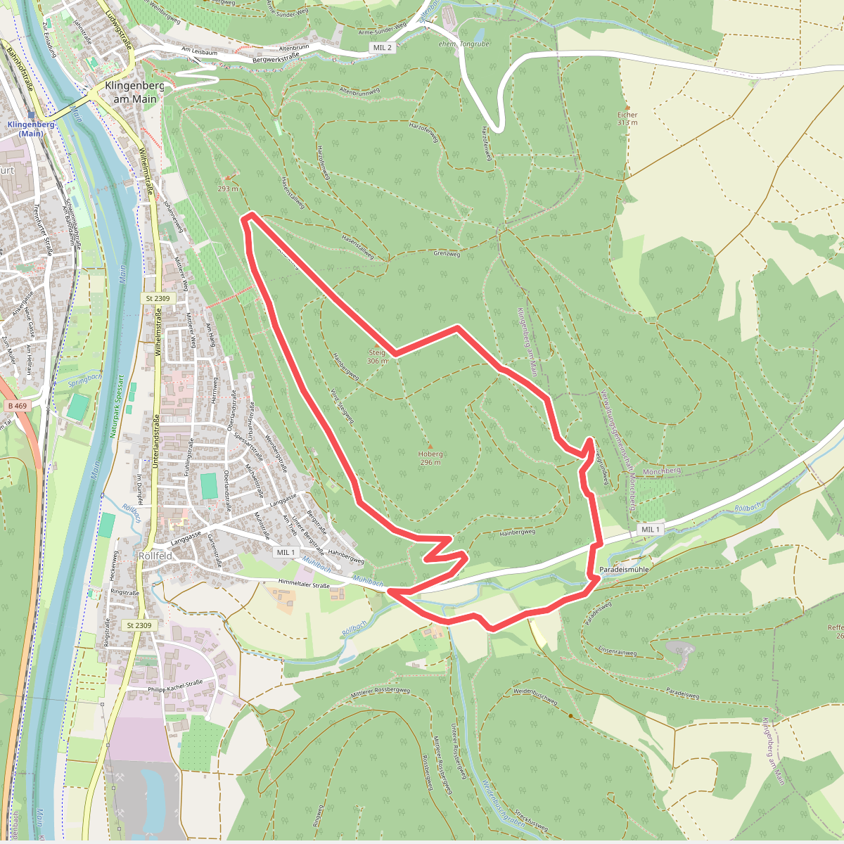 Schwarzer Keiler, Rundweg Röllfeld