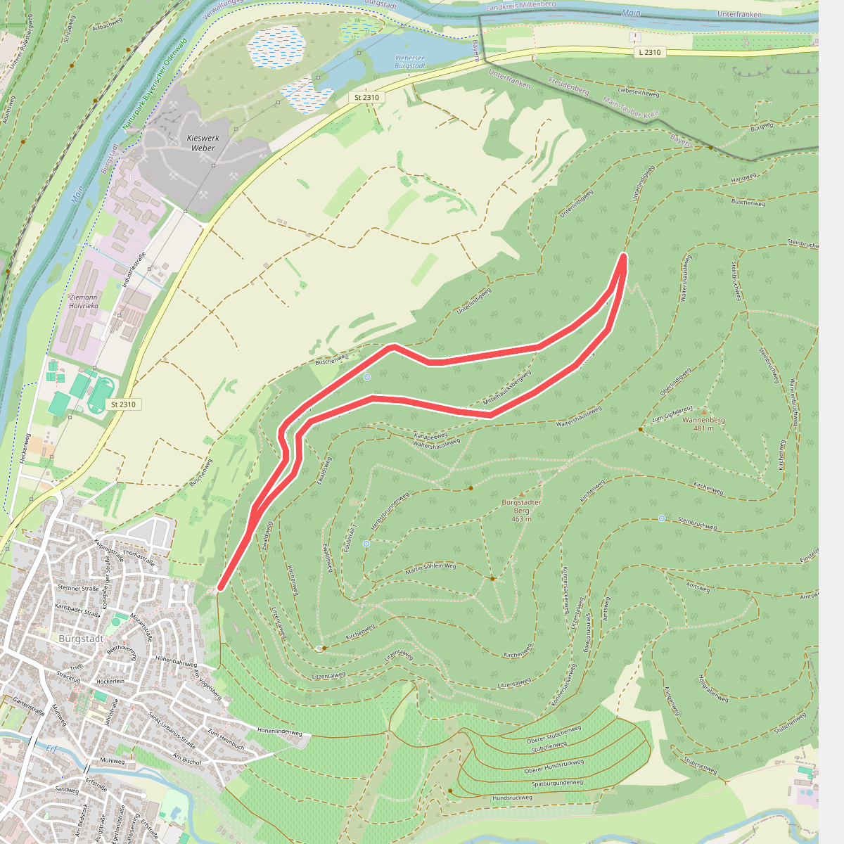 Parkplatzrundwanderweg Bürgstadt Stutz : Bürgstädter Berg Weg