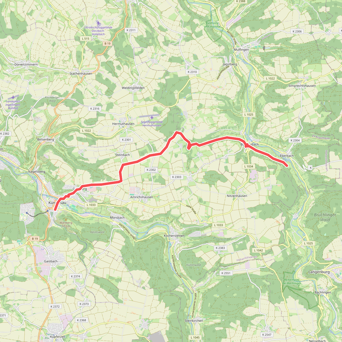 blaues Minus Künzelsau - Eberbach
