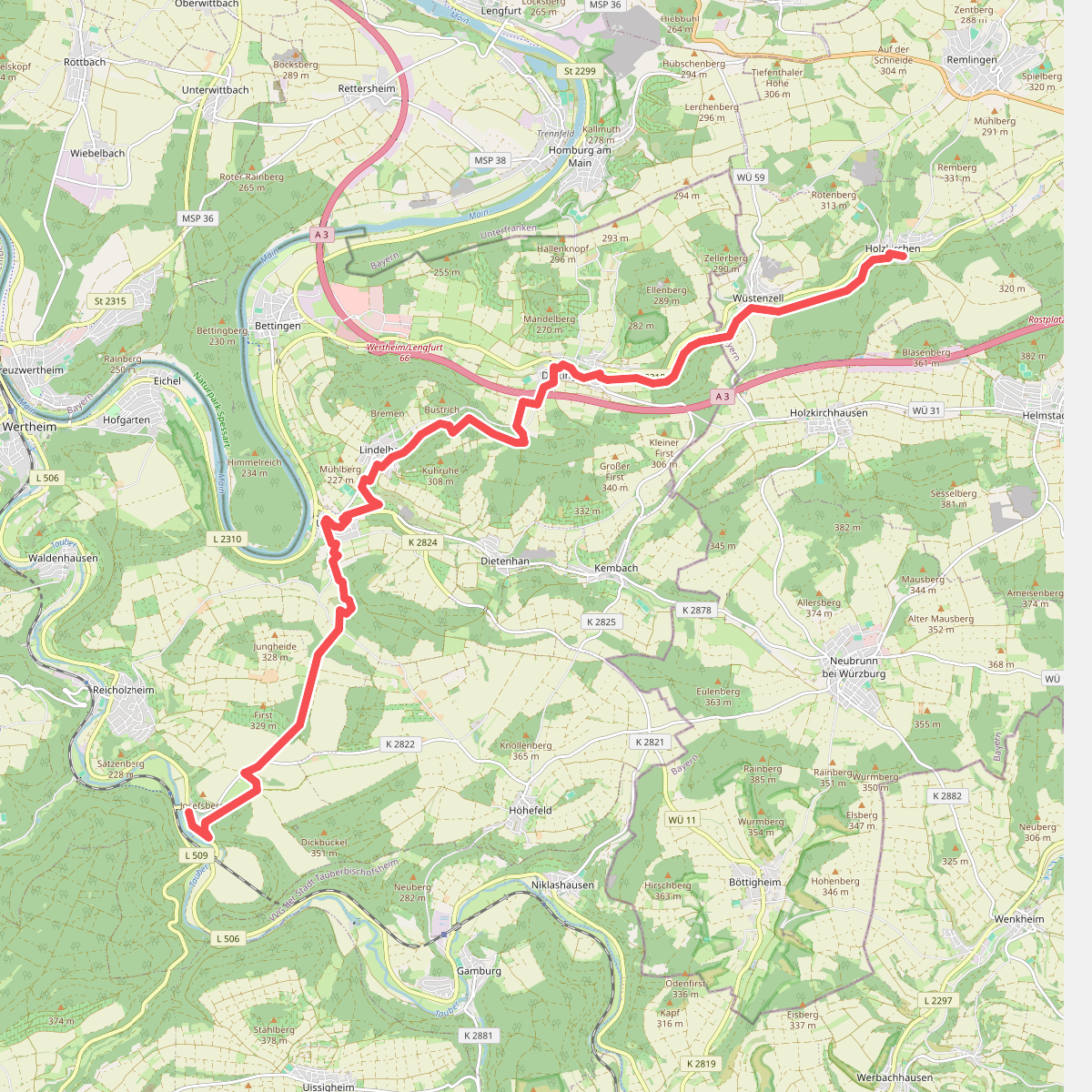 Gebietswanderweg roter Schrägstrich