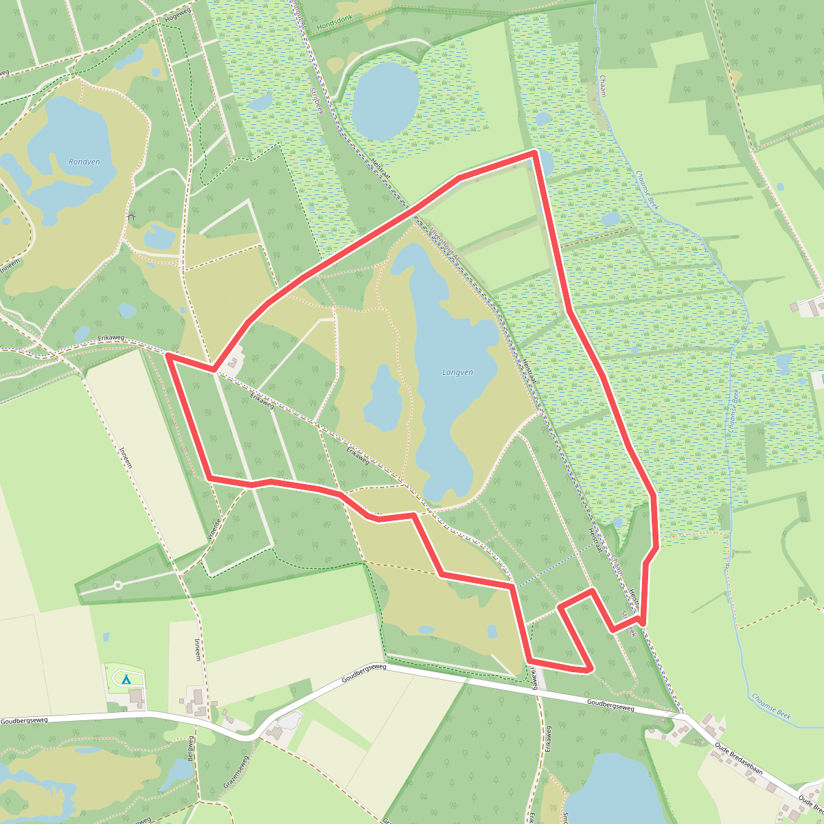 Wandelroute Strijbeekse heide – rondje Langven rood