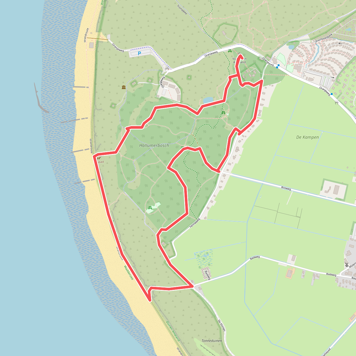 Wandelroute Hollumerbos-Westerstrand