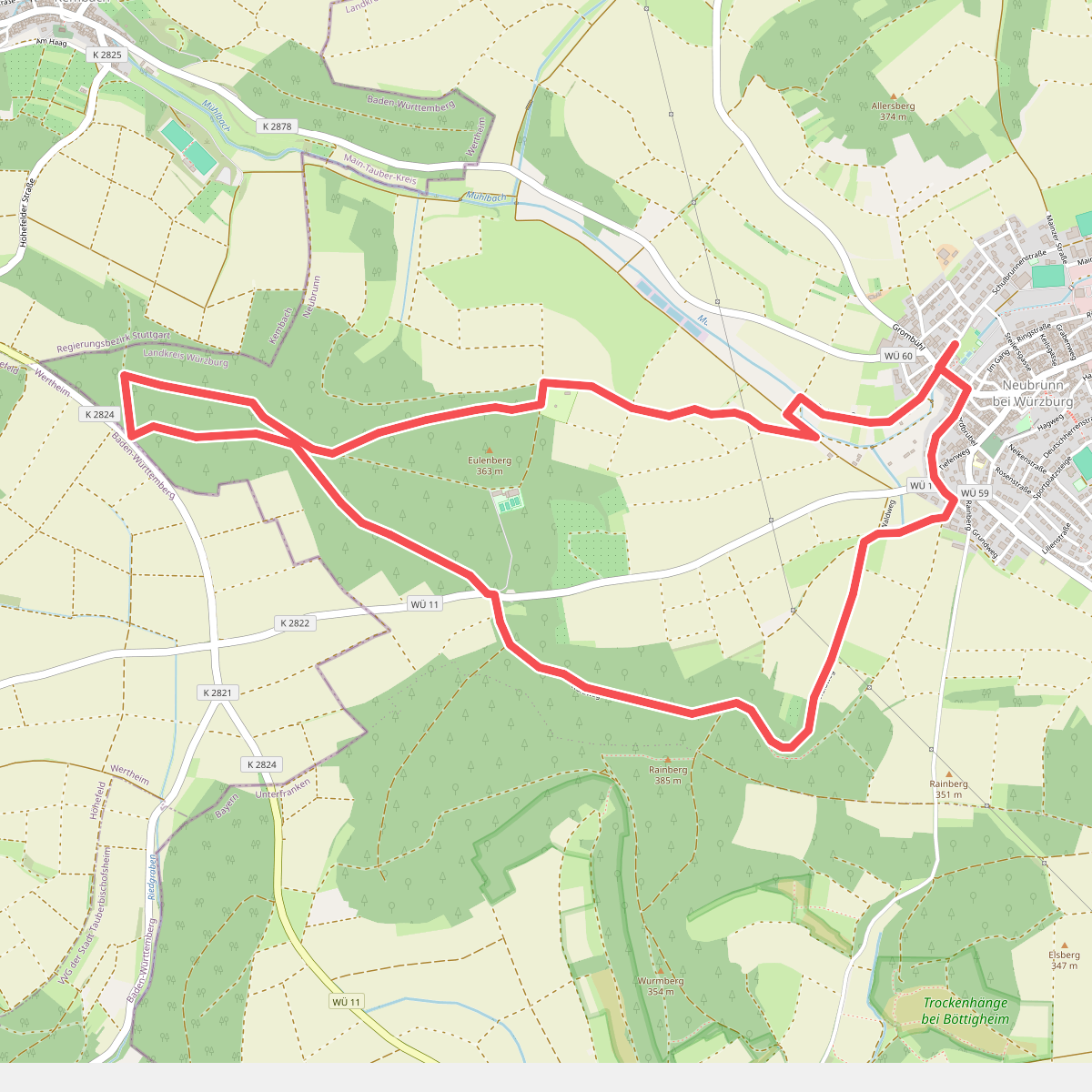 Wandern & Nordic Walking rund um Neubrunn - Eulenberg