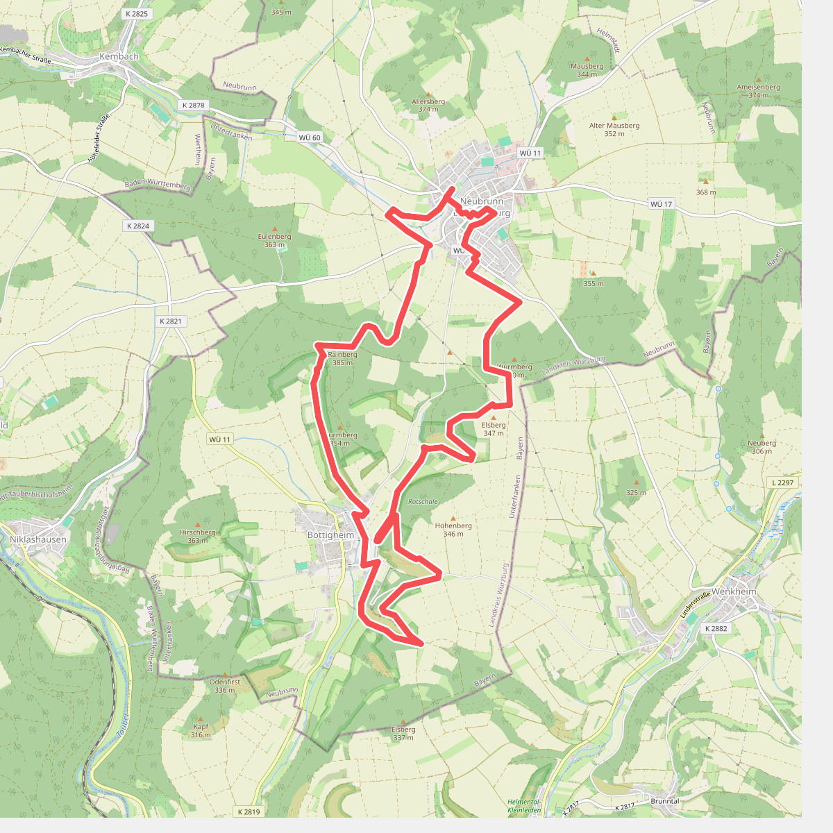 Wandern & Nordic Walking rund um Neubrunn - Panoramaweg Böttigheim