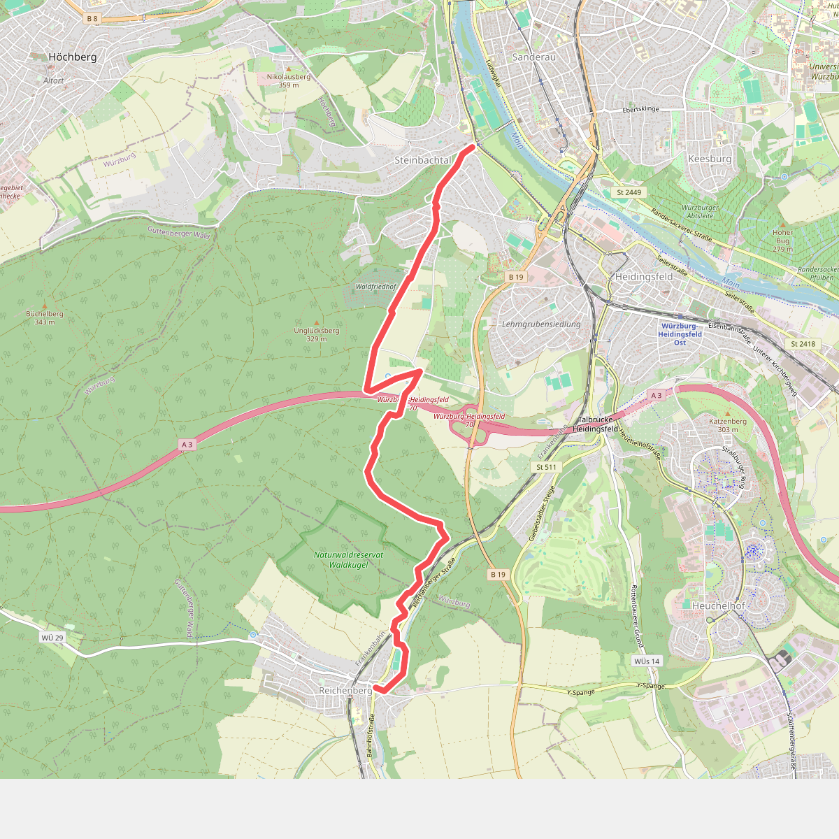 Gelb: Wü-Steinbachtal - Reichenberg