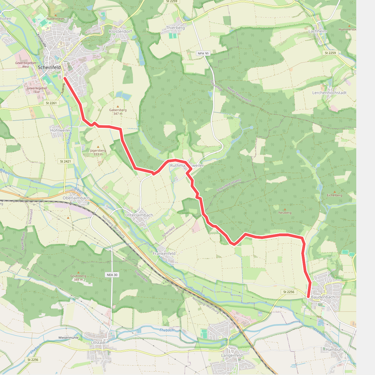 Wanderweg Blaue Raute von Scheinfeld nach Baudenbach