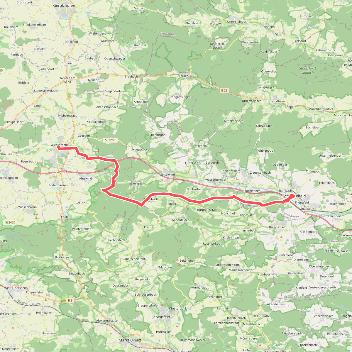 Wanderweg Drei-Franken-Weg (Blauer Löffel)