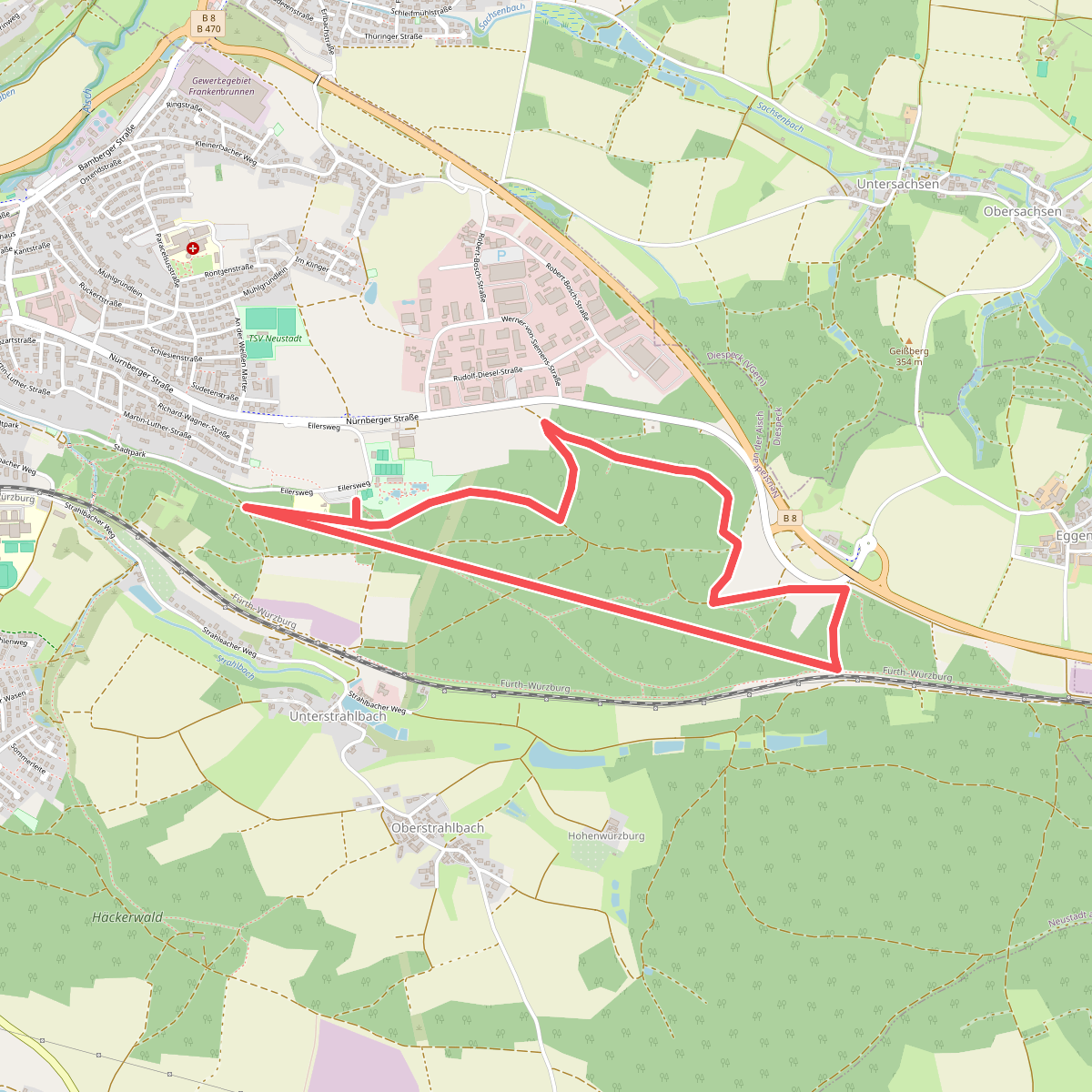 Grüne Nordic Walking Strecke