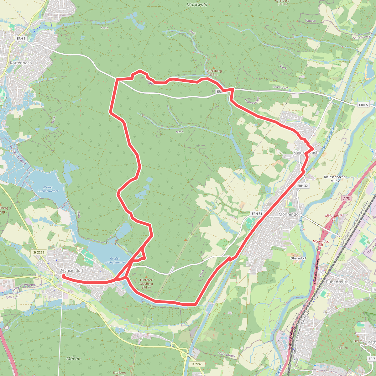 Wanderweg Erlangen 1 grün