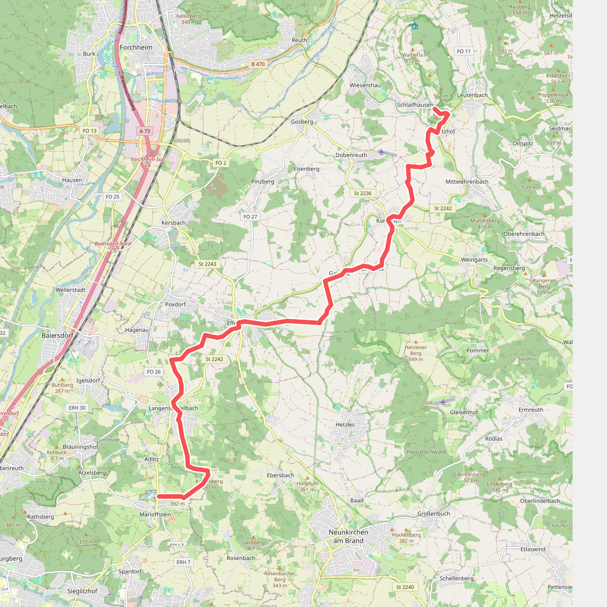 Wanderweg Marloffstein-Schlaifhausen