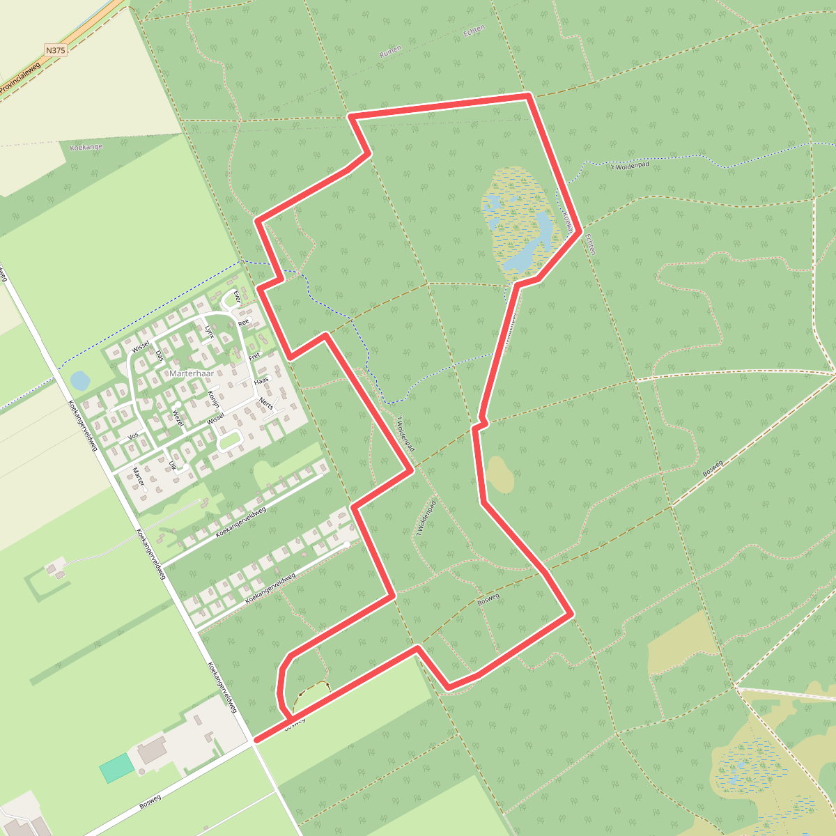 Wandelroute Ruinen oranje