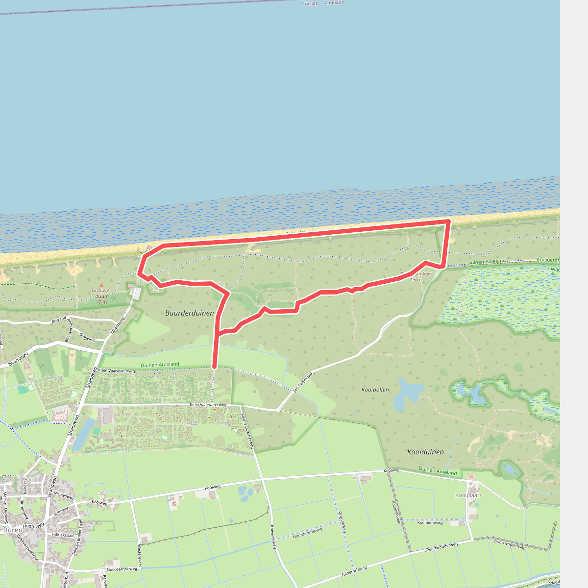 Wandelroute Buurderduinen en Bureblinkert