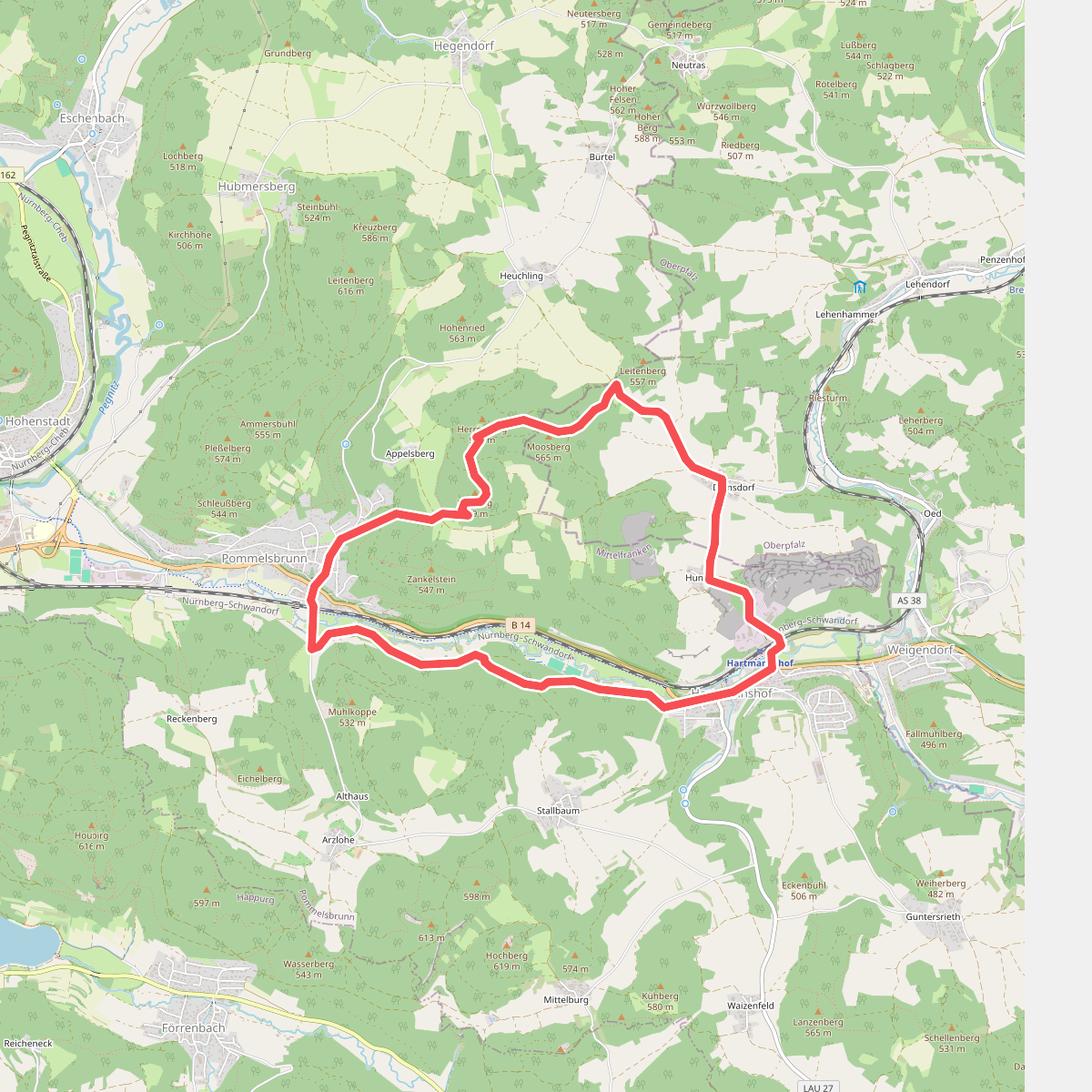 Hunas-Rundweg um Pommelsbrunn