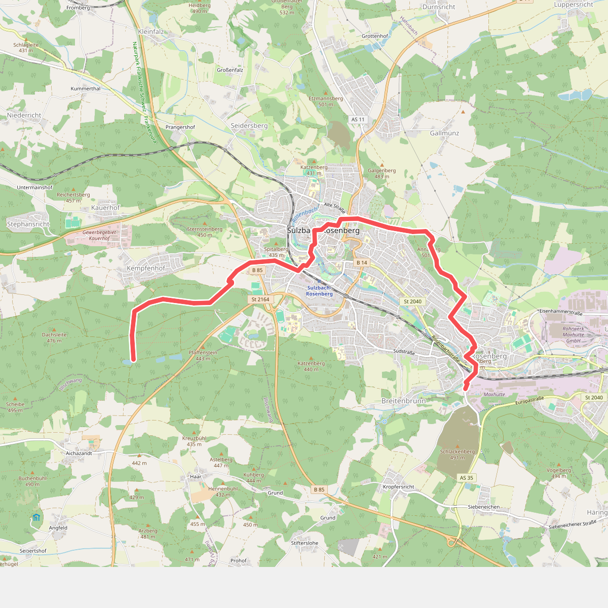 Erzweg (4) Wegvarinate in Sulzbach-Rosenberg