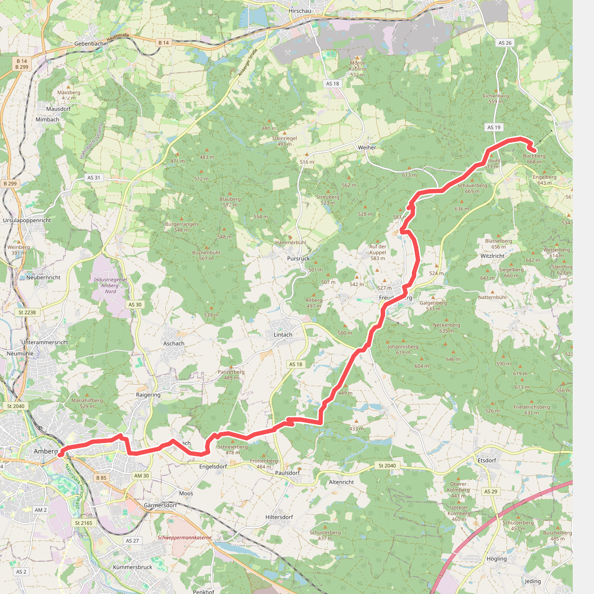 Buchbergweg von Amberg