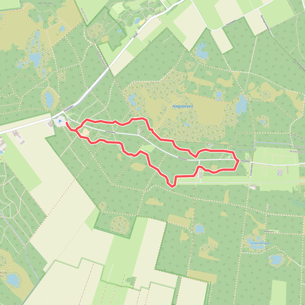 Wandelroute Melkwegpad-Bospad