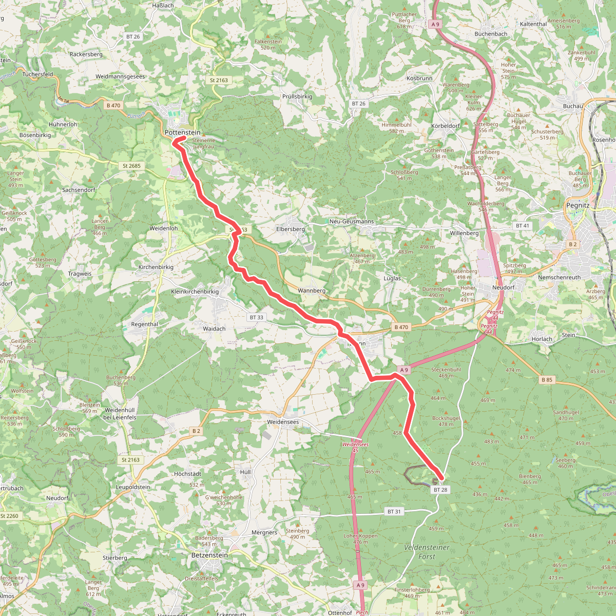Wallfahrerweg Hufeisen - Pottenstein