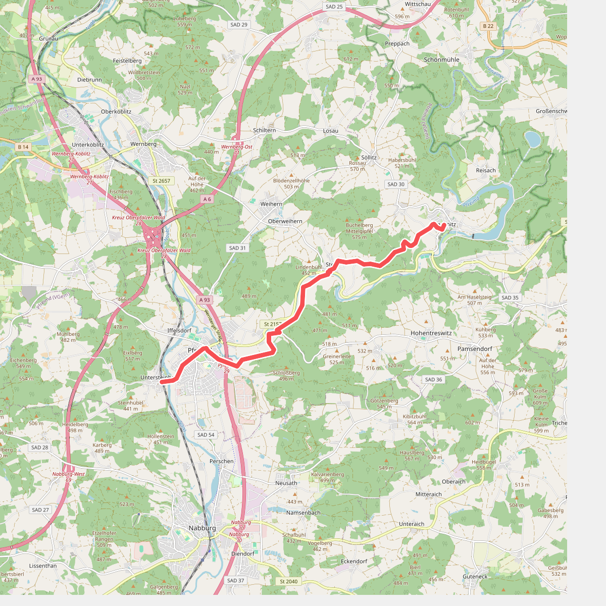 Goldsteig Zuweg Nr.8A Pfreimd → Trausnitz