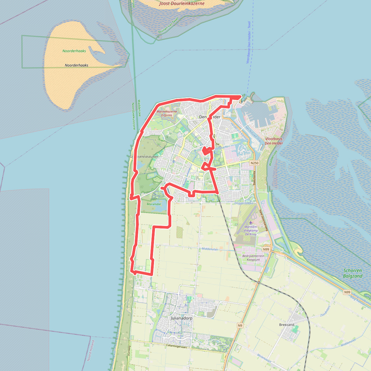 Dagwandeling Den Helder · Nederlands Kustpad 2 etappe 16