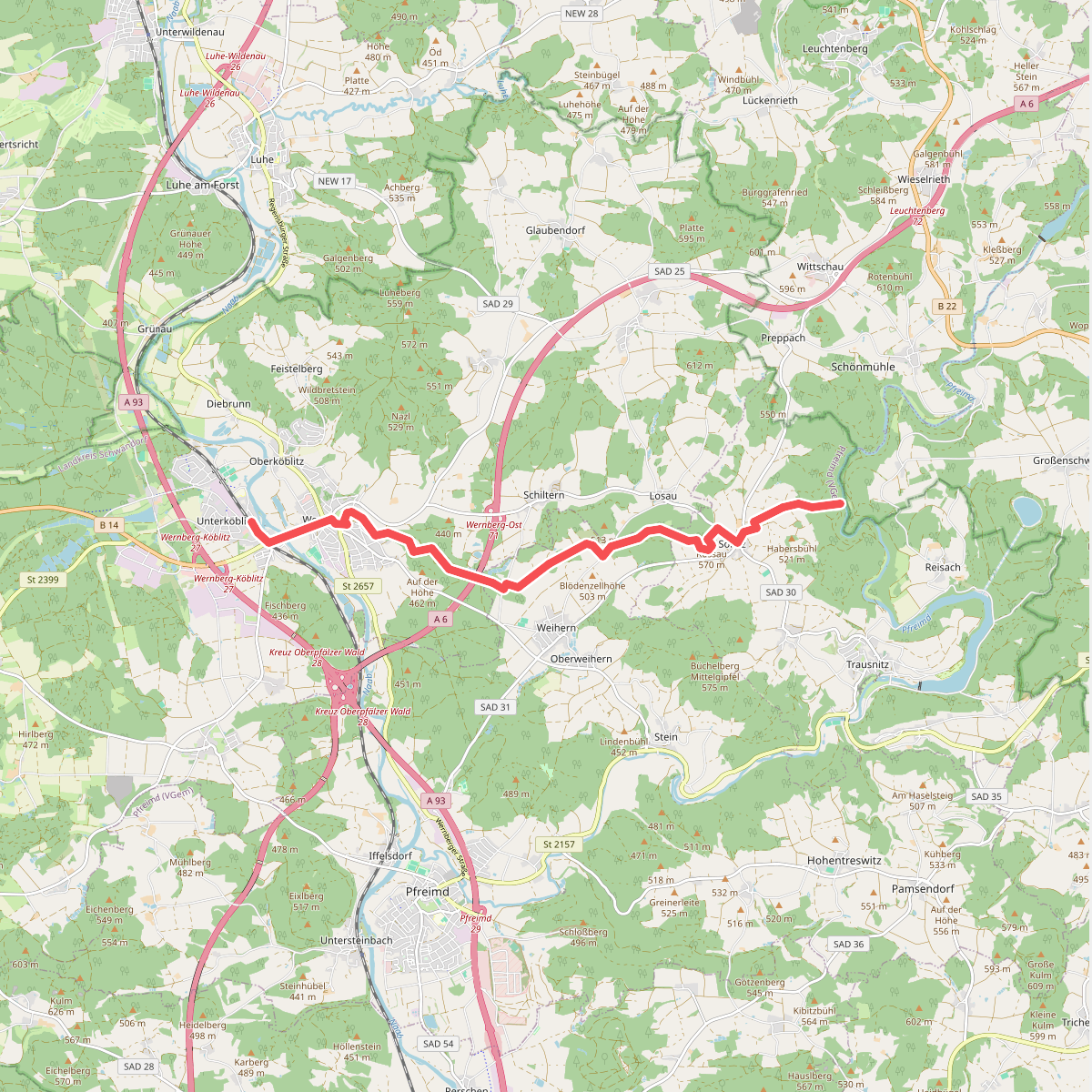 Goldsteig Zuweg Nr.8 Wernberg-Köblitz → Pfreimdtal