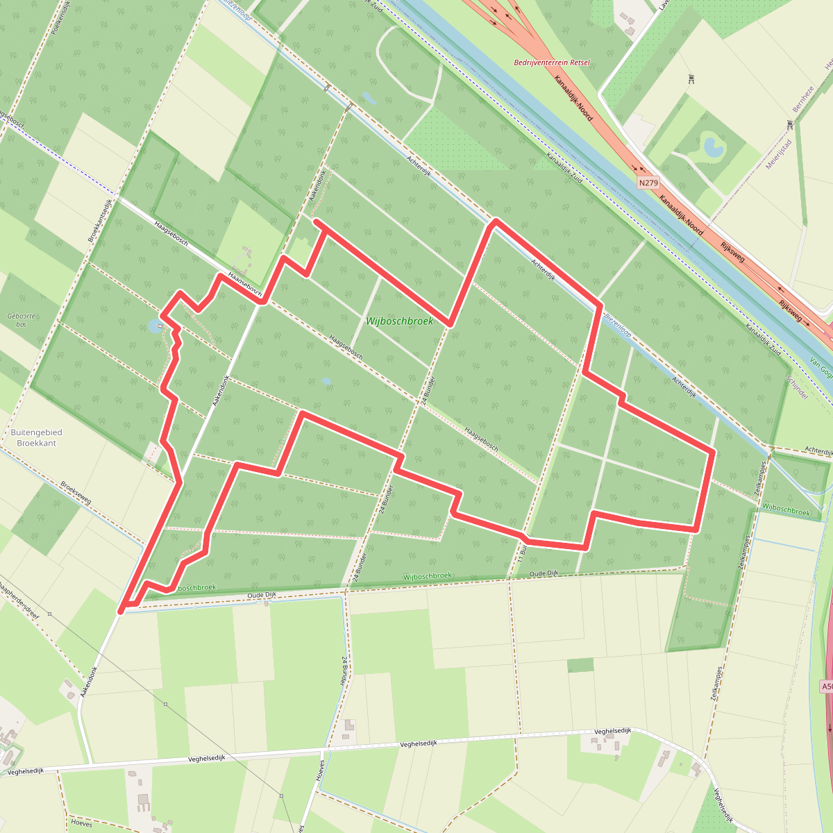 Wandelroute laarzenpad Wijboschbroek