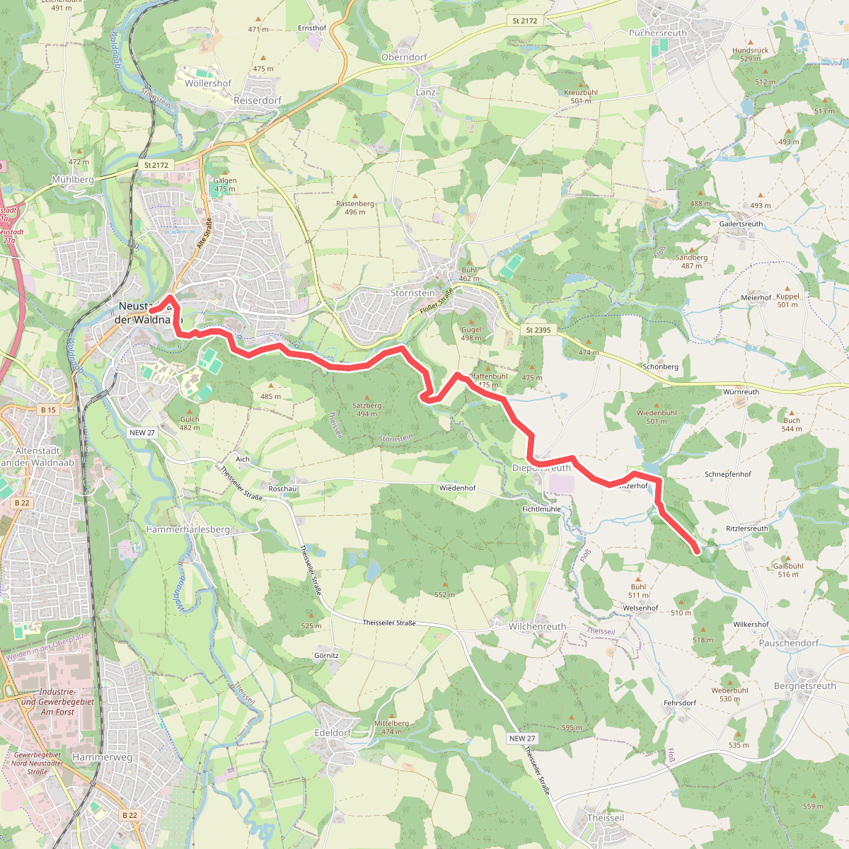 Goldsteig Zuweg Nr.5A Ritzlersreuth → Neustadt a.d.Waldnaab