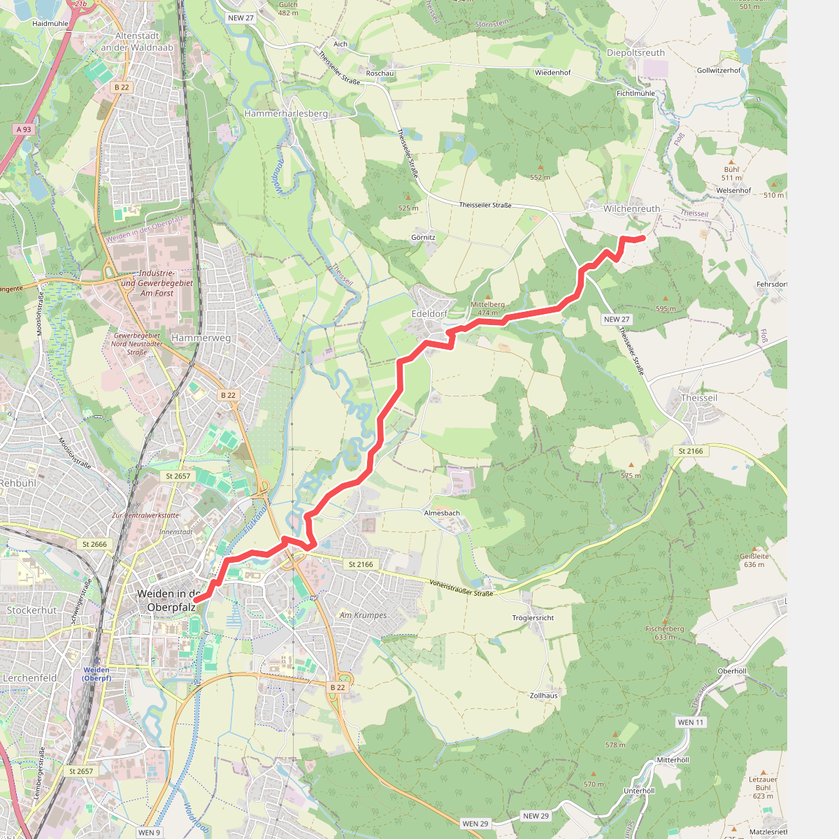 Goldsteig Zuweg Nr.6A Weiden → Wilchenreuth