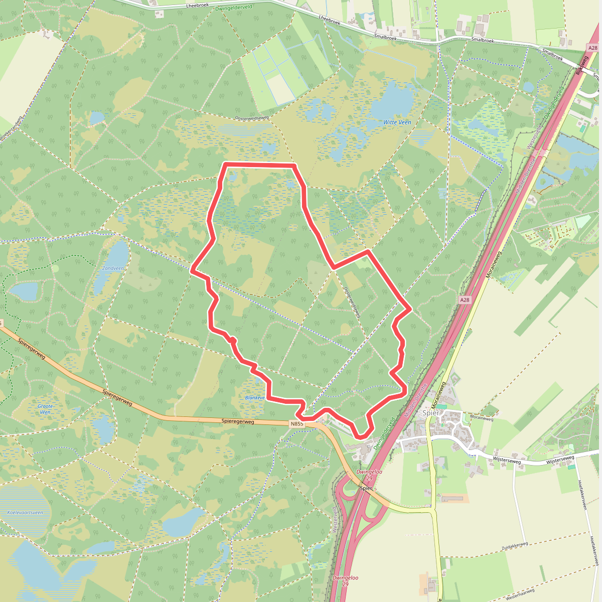 Wandelroute Boswandeling Spier