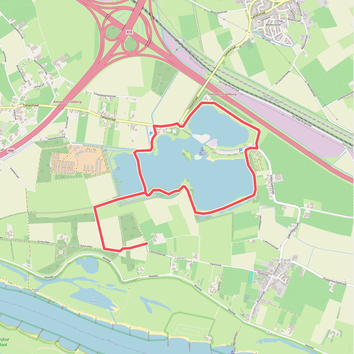 Wandelroute Rondje Strandpark Slijk-Ewijk