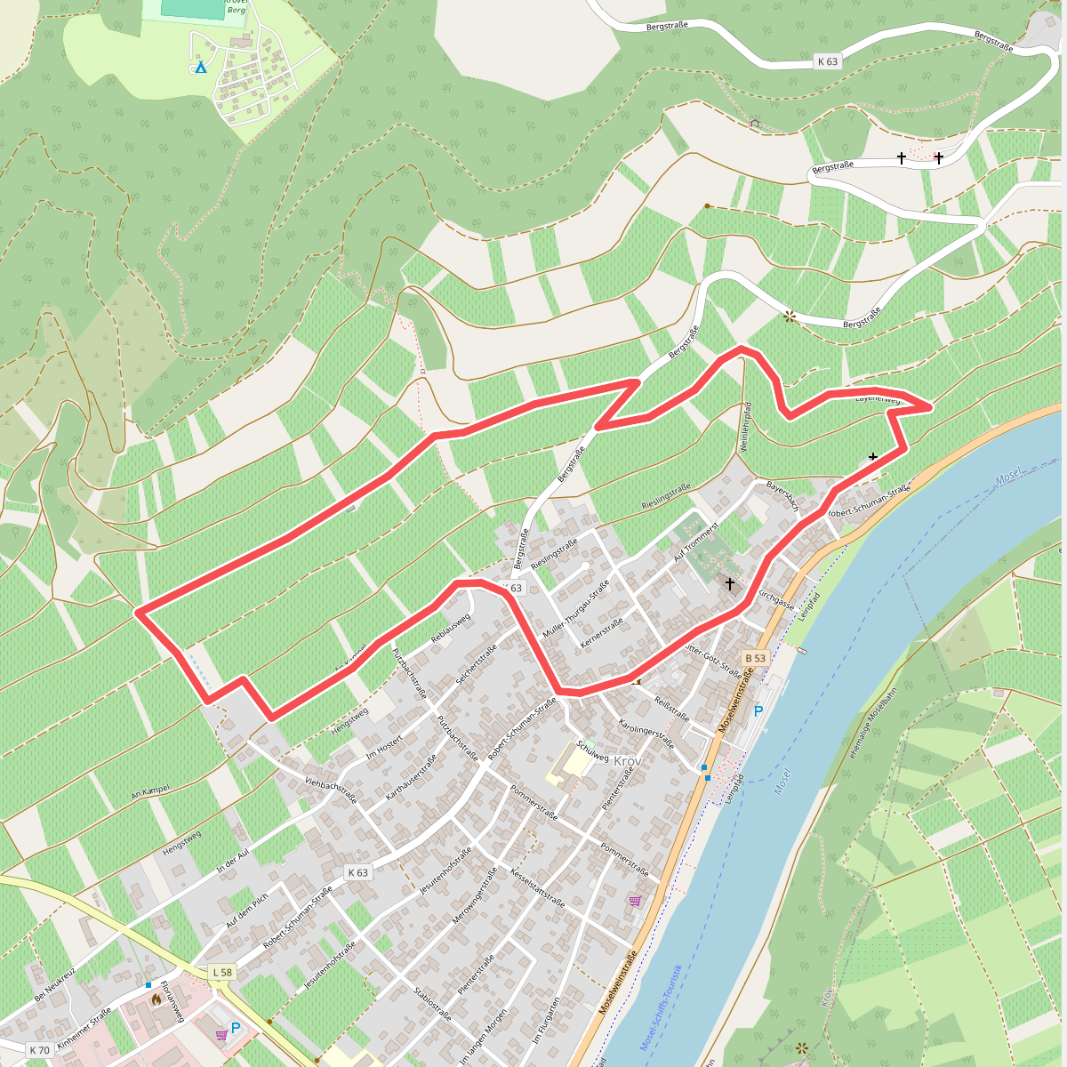 Rundweg: Judenfriedhof - Weinlehrpfad - Kesselstattkapelle - zurück