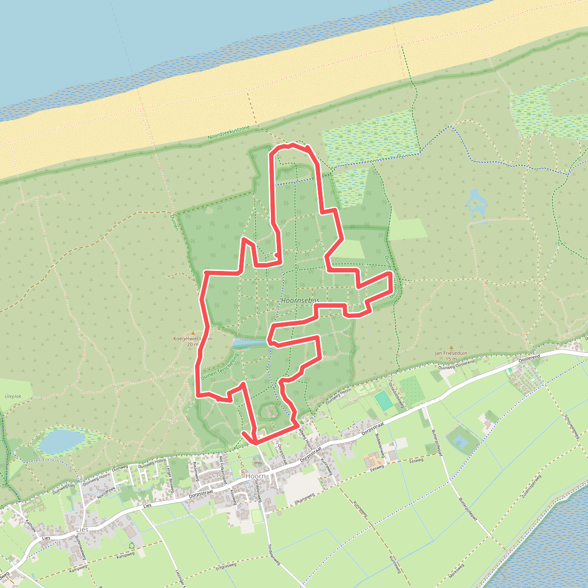 Wandelroute Hoornerbos en 't Pakhuis