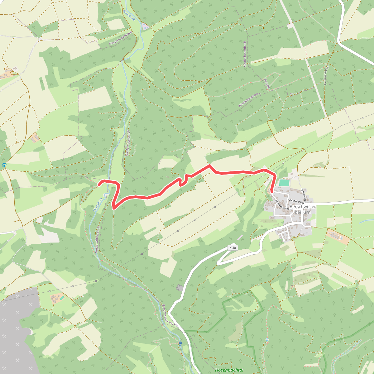 Saar-Hunsrück-Steig Zuwegung Berschweiler