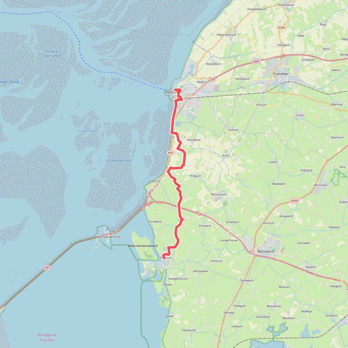 Makkum - Harlingen · Nederlands Kustpad 3 etappe 3