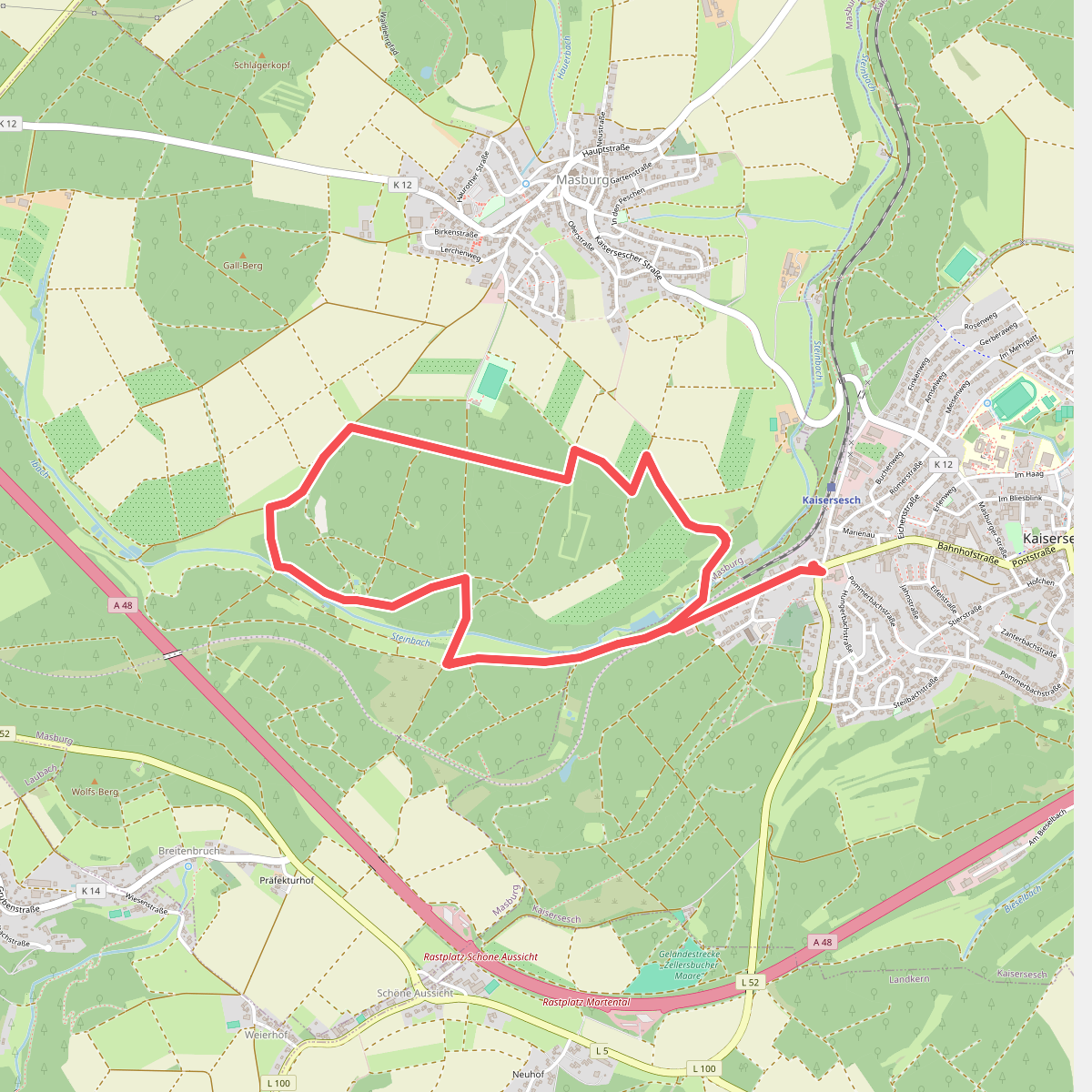 Ortswanderweg 2 im Bereich Kaisersesch und Masburg