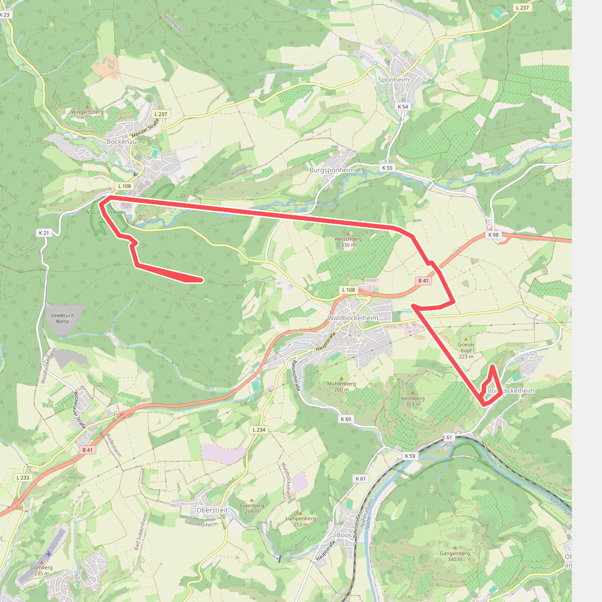 Wamderweg Bockenau - Niederthälerhof [Rotes x]
