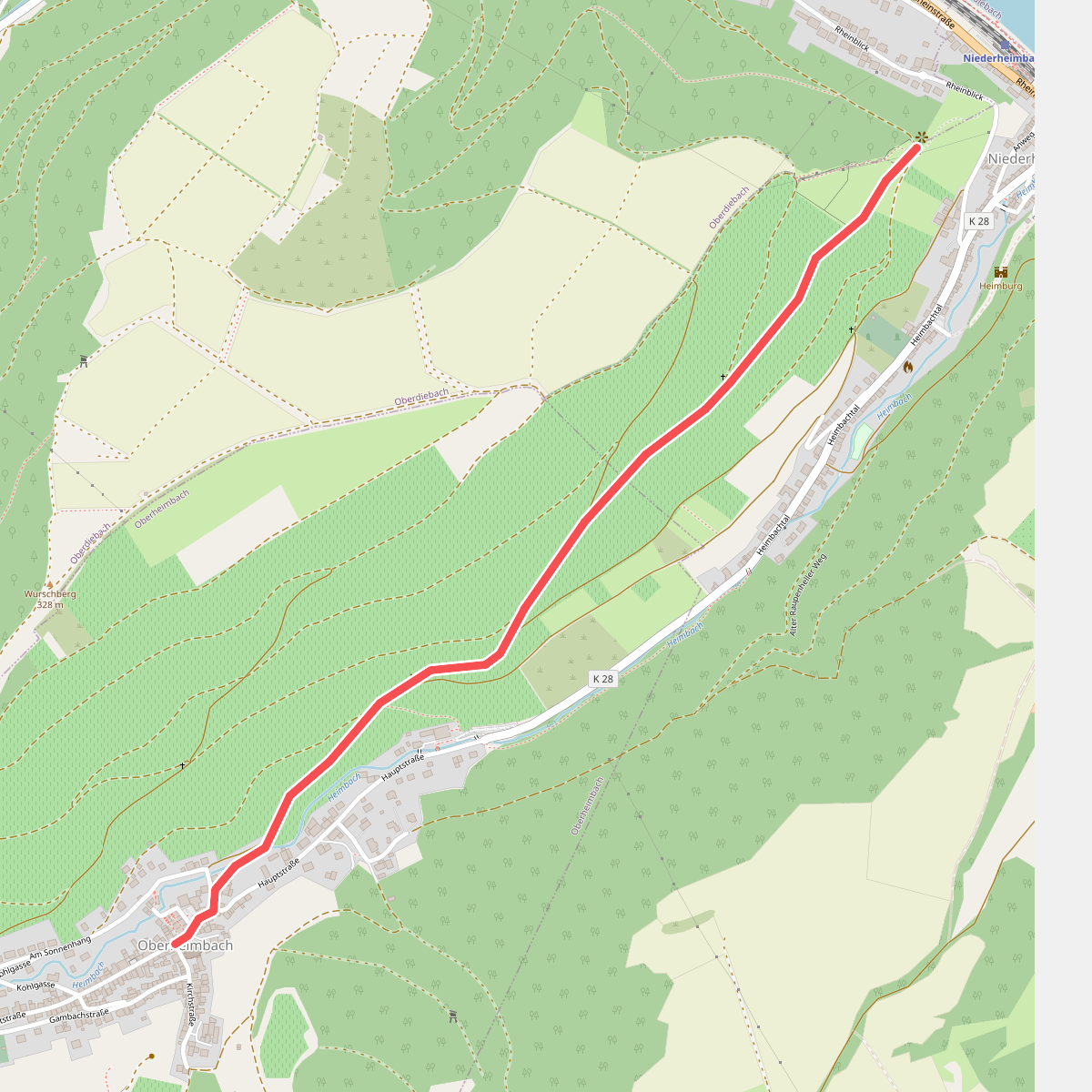 Rheinburgenweg Zugangsweg Oberheimbach