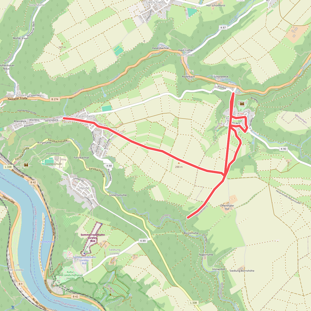 Rheinsteig-Zuweg Reichenberg