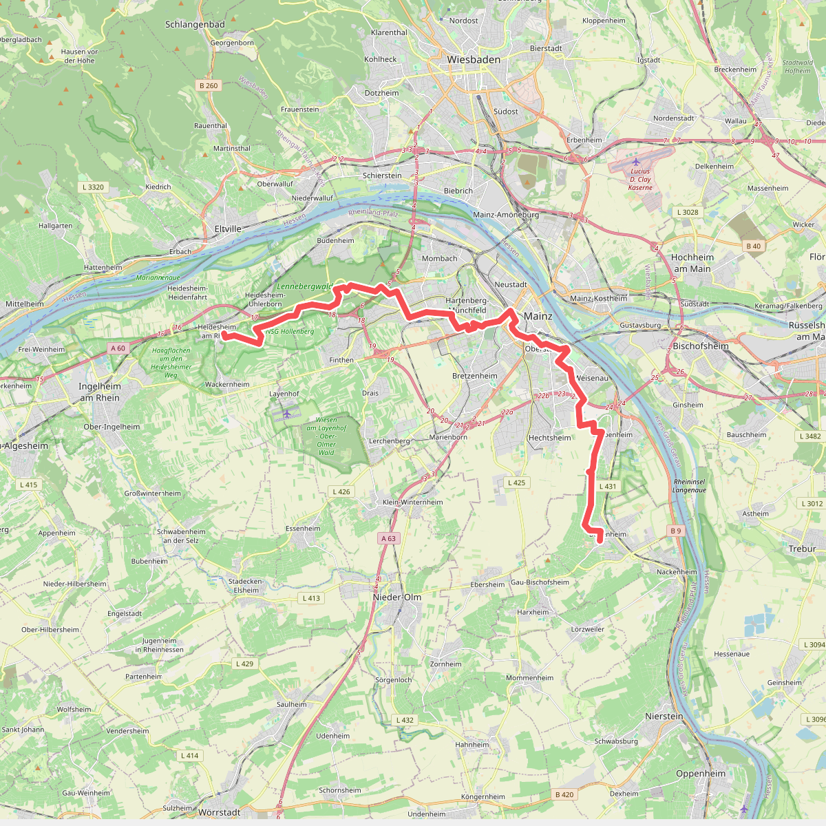 Rheinhöhenweg 9. Etappe Heidesheim - Bodenheim (lrh.)