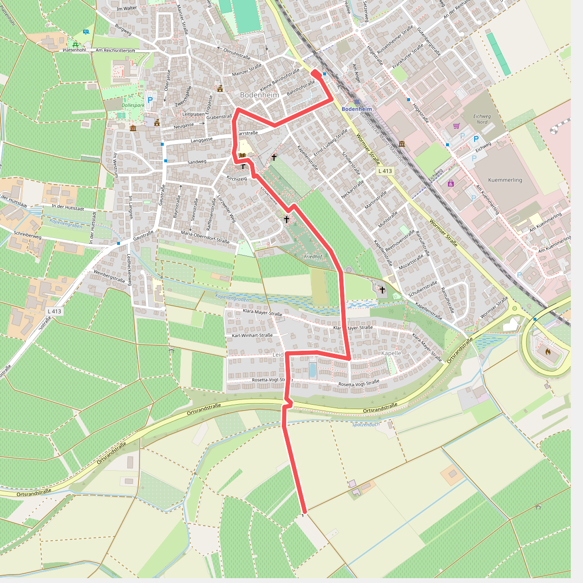 Rheinterrassenweg Zuweg Bodenheim und Bahnhof [Süd]