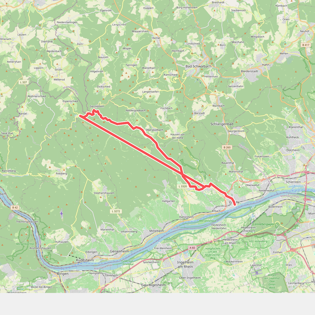 Roter Balken Eltville nach Laukenmühle