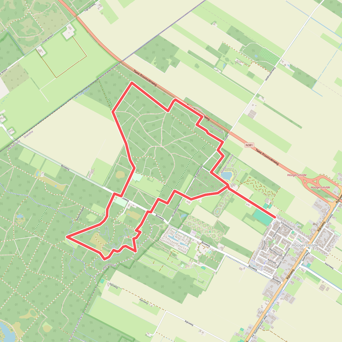 Wandelroute Olde Smildeger - kort