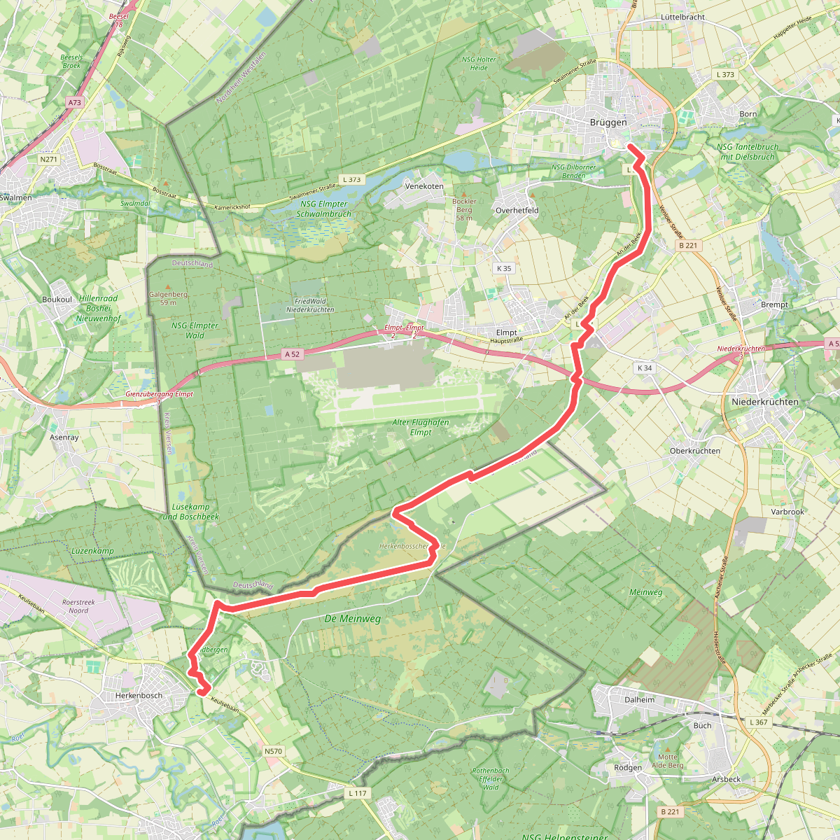 Meinweg dag 1 - Herkenbosch - Brüggen · Meinweg etappe 1