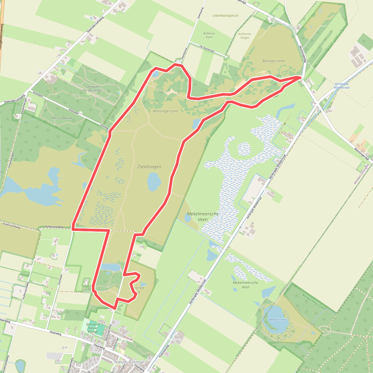 Jeneverbesroute Mantingerveld, vlakbij Hoogeveen