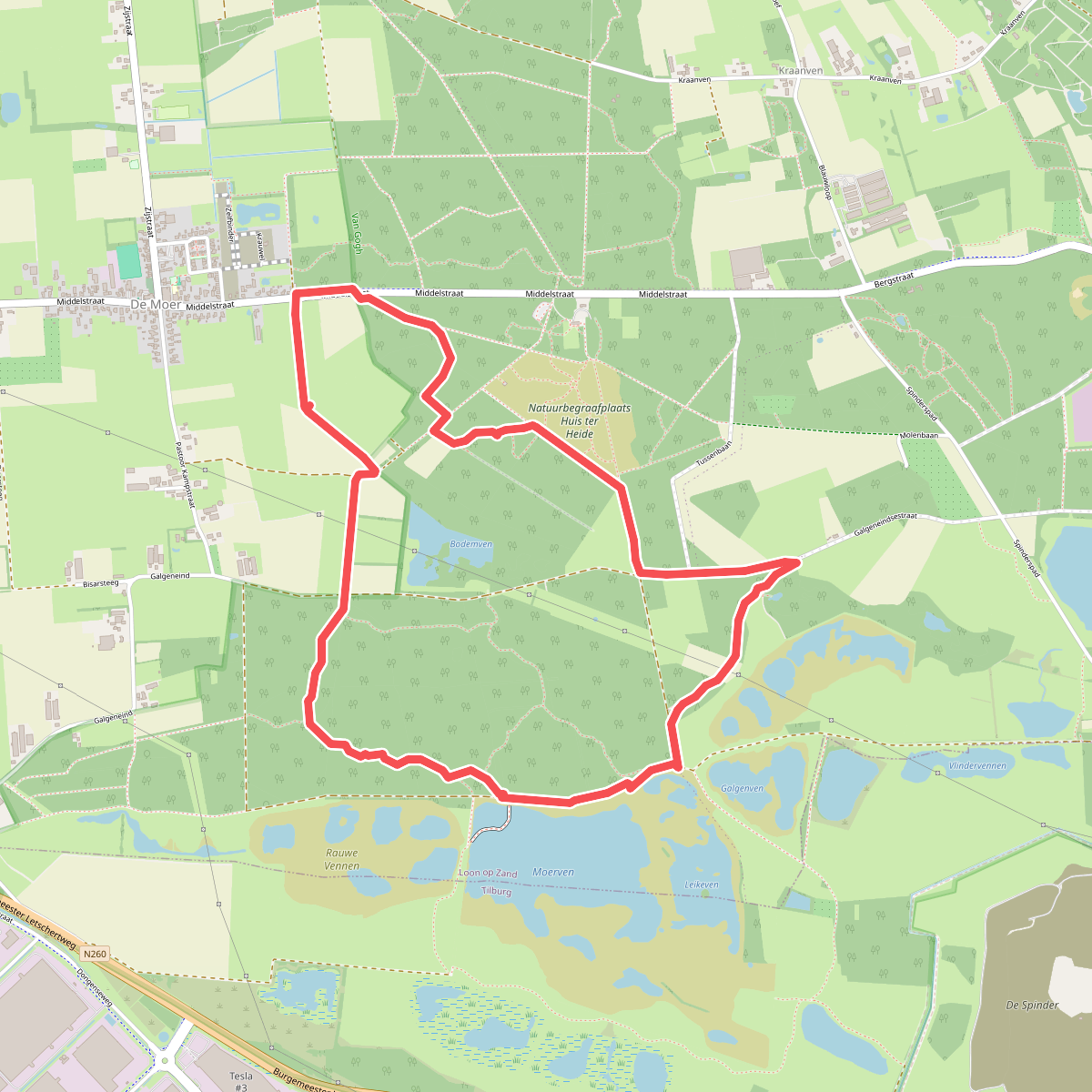 Wandelroute Zuid Huis ter Heide bij Tilburg