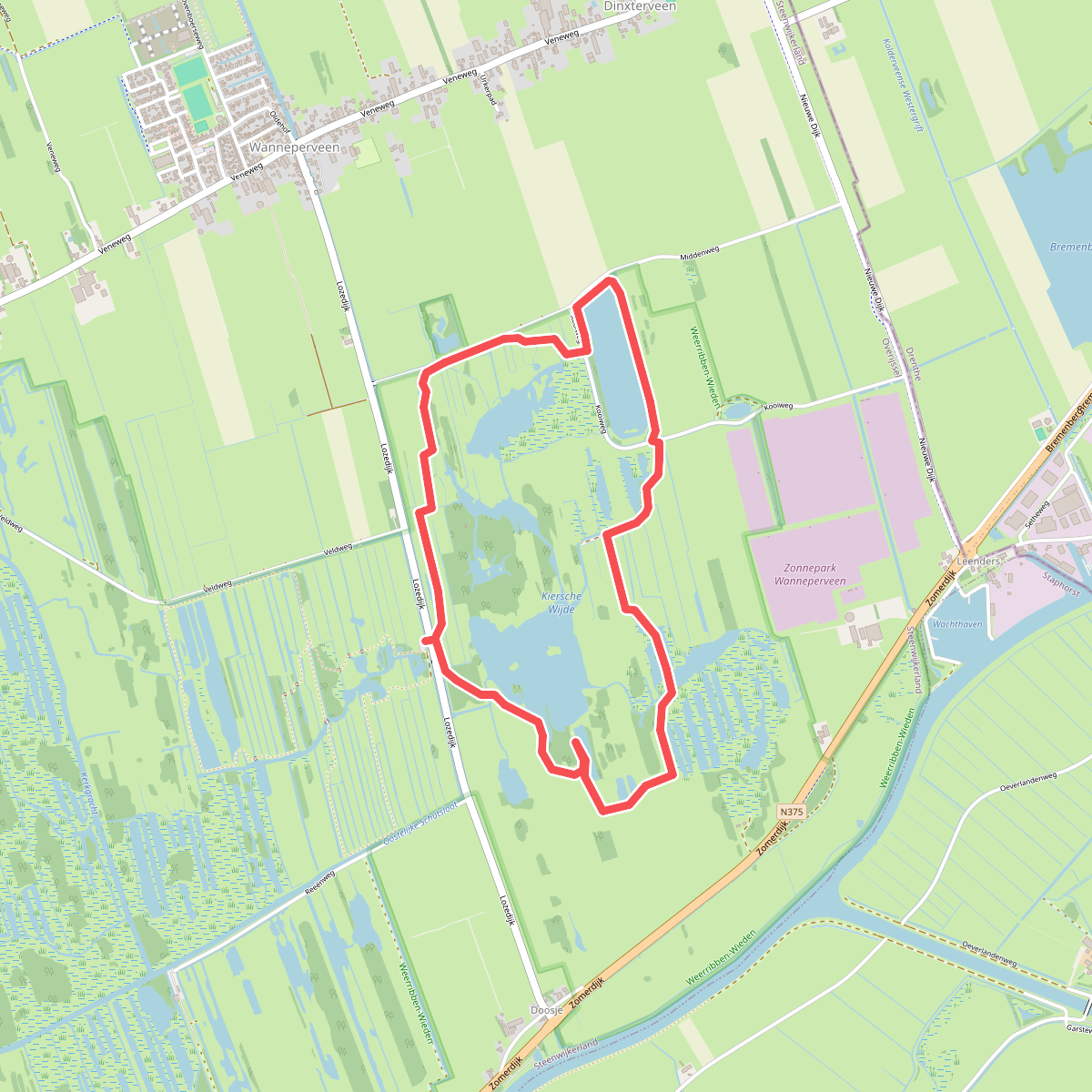 TIJDELIJKE OMLEIDING - Kiersche Wijdepad De Wieden bij Wanneperveen en Giethoorn