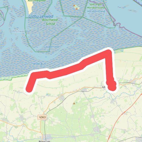 Wadroute: Kaakhorn - Uithuizen · Nederlands Kustpad 3 etappe 17