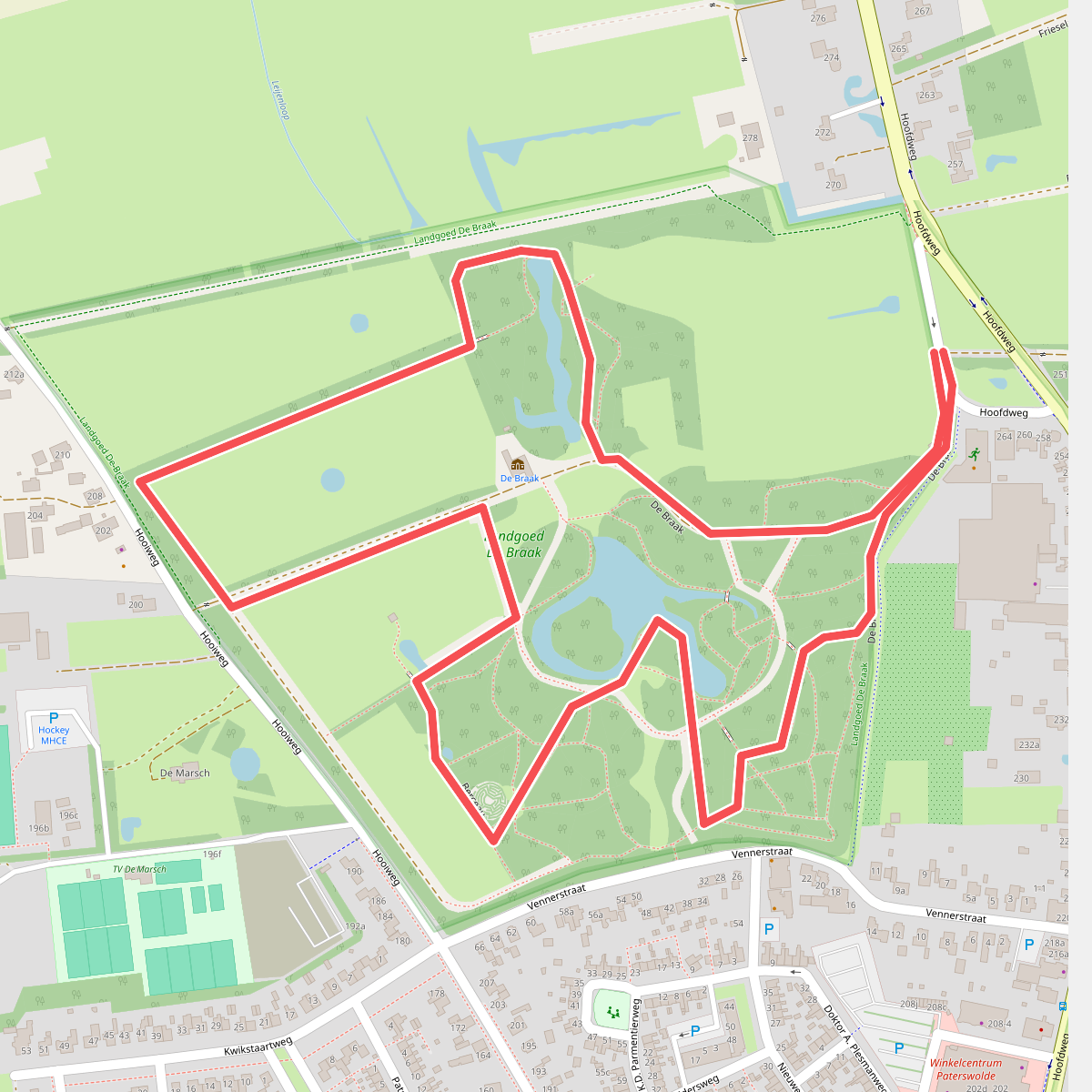 Parkbosroute landgoed De Braak (Drenthe)