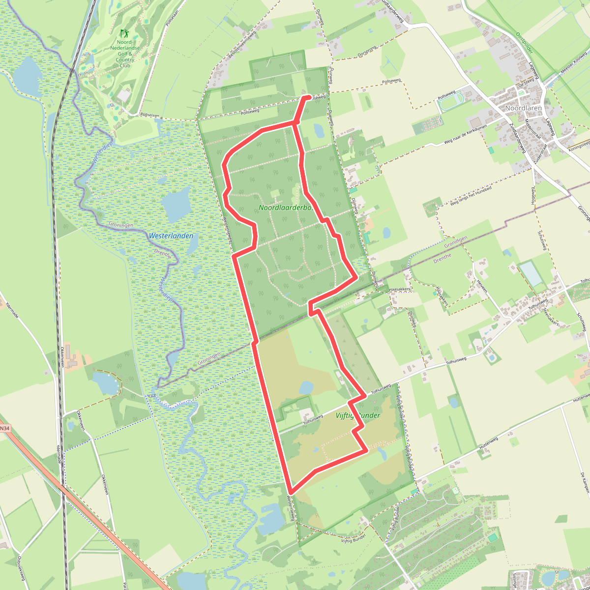 Wandelroute Noordlaarderbos en de Vijftig Bunder, vlakbij de Hondsrug (Drenthe)