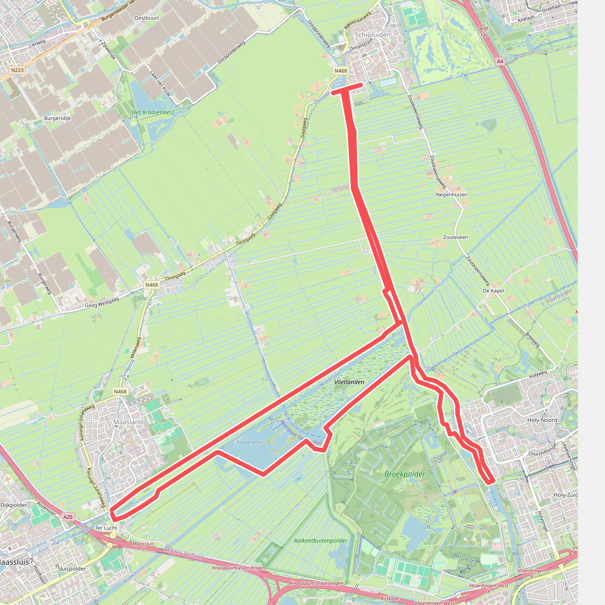 Wandelroute door de Vlietlanden, bij Vlaardingen en Maasland